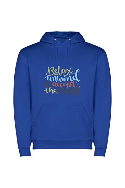 iLovePrints Unwind and Embrace Serenity Φούτερ με κουκούλα σε χρώμα Μπλε