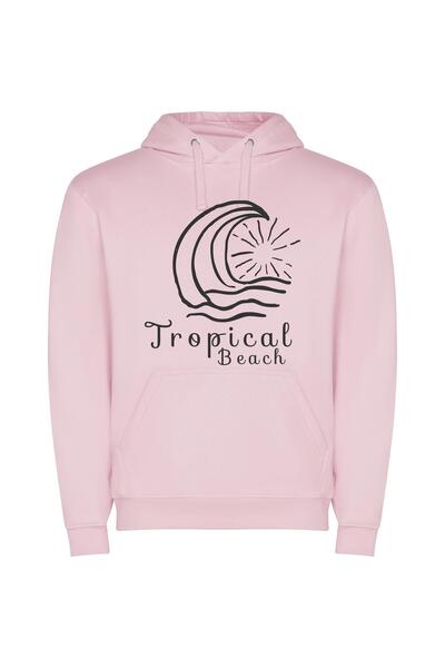 iLovePrints Monochrome Tropical Paradise Φούτερ με κουκούλα σε χρώμα Ροζ