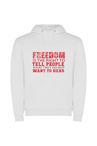 iLovePrints Open Eye Freedom Poster Φούτερ με κουκούλα σε χρώμα Λευκό