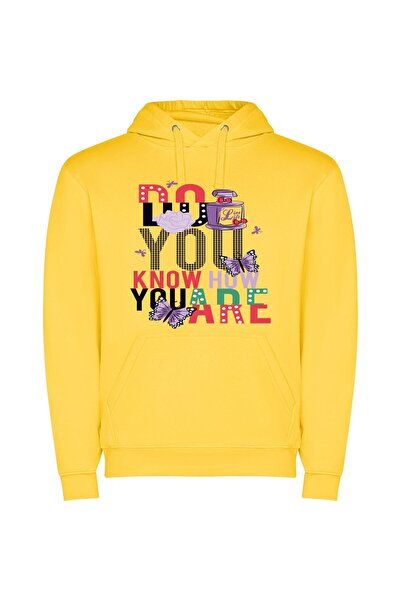 iLovePrints Know Yourself Fashionably Φούτερ με κουκούλα σε χρώμα Κίτρινο