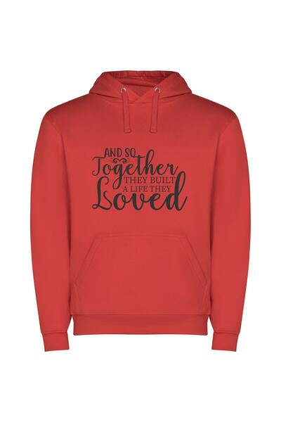 iLovePrints Beloved Life Builders Φούτερ με κουκούλα σε χρώμα Κόκκινο