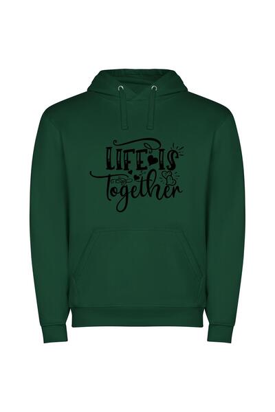 iLovePrints Unified Life Reflections Φούτερ με κουκούλα σε χρώμα Πράσινο