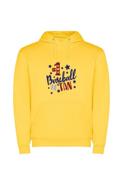 iLovePrints Ultimate Baseball Superfan Φούτερ με κουκούλα σε χρώμα Κίτρινο