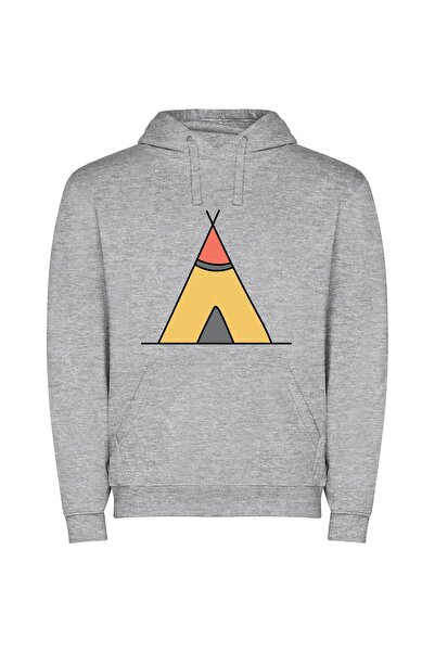 iLovePrints Red Top Teepee Dreams Φούτερ με κουκούλα σε χρώμα Γκρι