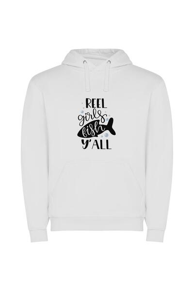 iLovePrints Fierce Reel Girls Pose Φούτερ με κουκούλα σε χρώμα Λευκό
