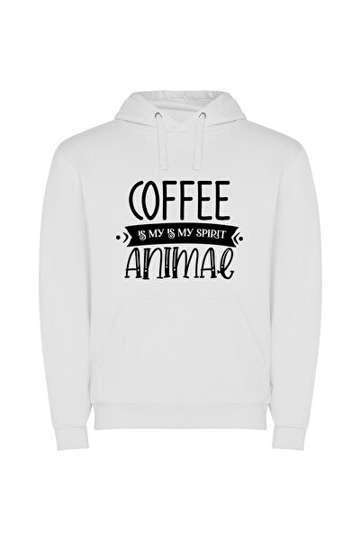 iLovePrints Caffeine's Charmed Animal Φούτερ με κουκούλα σε χρώμα Λευκό