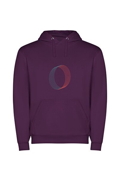 iLovePrints Tricolor Minimalist Emblem Φούτερ με κουκούλα σε χρώμα Μωβ