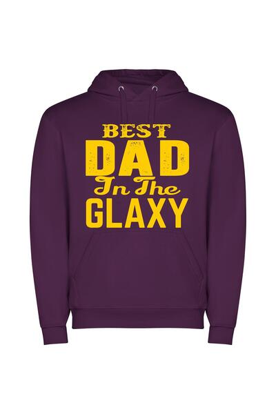 iLovePrints Galactic Super Dad Φούτερ με κουκούλα σε χρώμα Μωβ