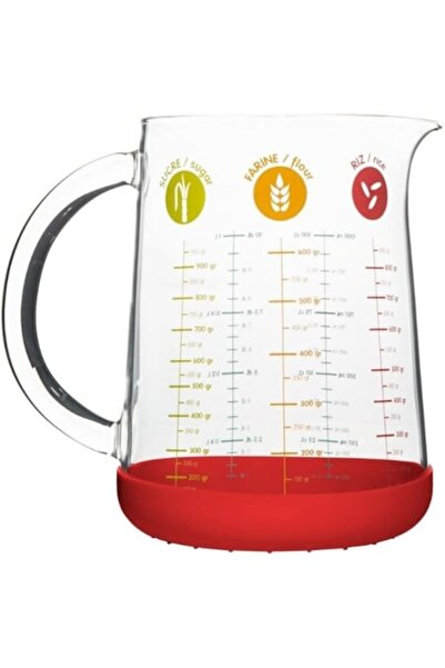 Pebbly 1L Graduated Mug – Resistant Borosilicate, Silicone Base, Colored Scal...