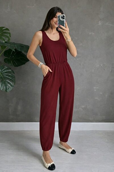 Veraura Lifestyle Women's Strappy Round Neck Viscose Jumpsuit with Pockets