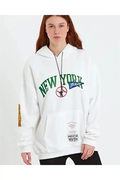 oniks store Printed Hooded sweatshirt - white