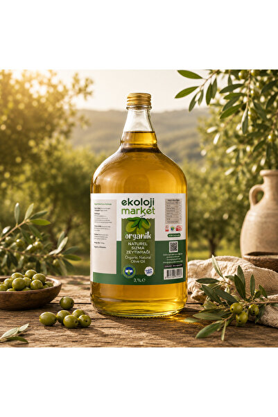 Ekoloji Market Organik Glutensiz Naturel Sızma Soğuk Sıkım Zeytinyağı 3,1 Lt