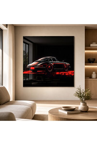 idora Black Red Sports Car Glass Table |   Speed & Motion Themed Abstract Aut...