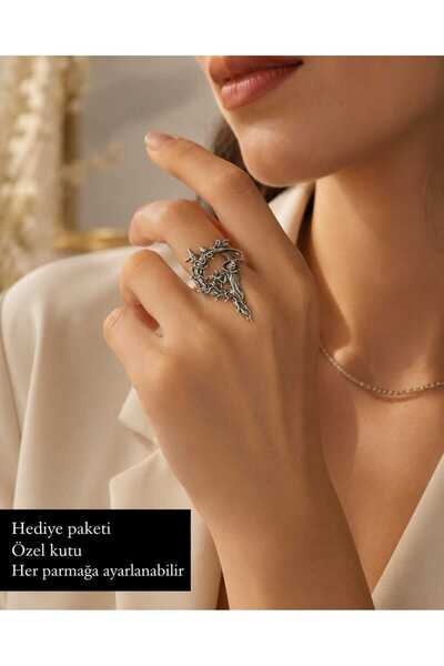 HER ŞEY NOTA www.herseynota.com Ancient Silver Color Adjustable Gothic Design...