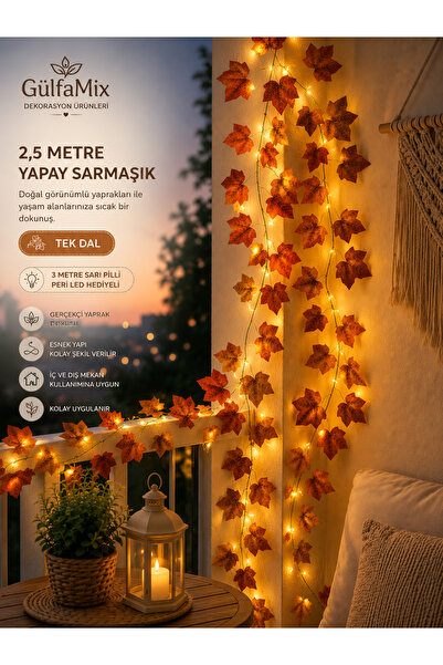 Gülfa Giftbox Sonbahar Temalı Ev Balkon Çit Süsleme Dekorasyon 2 Metre 30 Cm ...