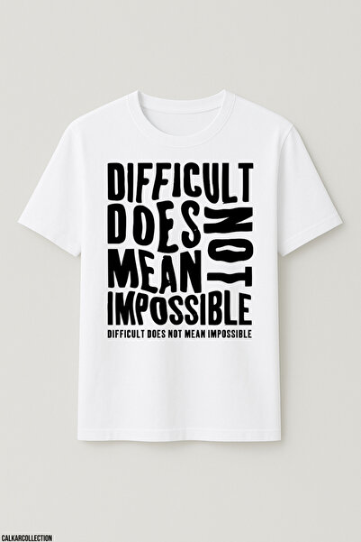 CALKARCOLLECTION تيشيرت للجنسين مقاس كبير بتصميم 'Difficult Impossible'