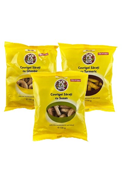 Solaris Plant Pachet 3 Covrigei integrali sarati (Ghimbir + Susan + Turmeric)...