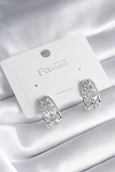 callerrons accessories Brass Silver Color Zircon Stone Women's Earrings