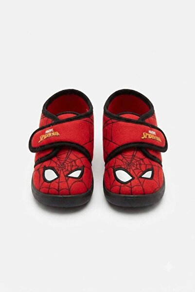 SPIDERMAN حذاء منزلي أحمر للأولاد مرخص من مارفل - شبشب بنعل فيلكرو مضاد للانزلاق