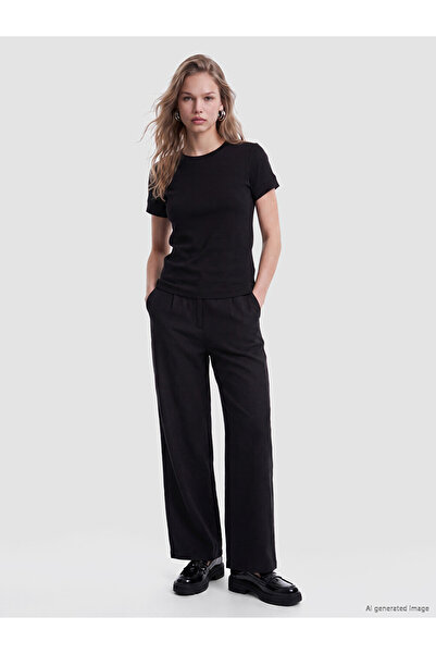 LC Waikiki Black modal blend women's t-shirt