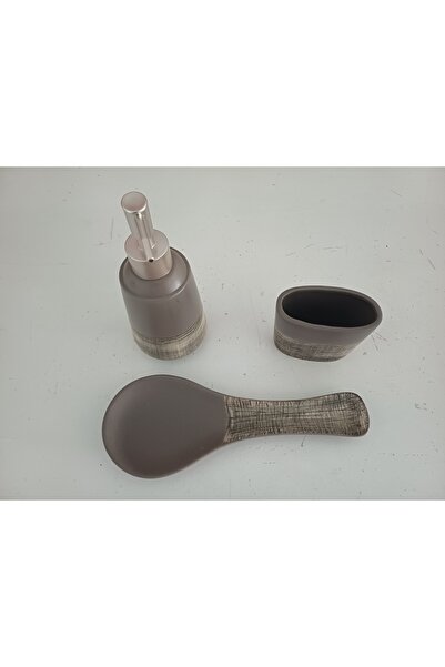 ACAR HOME PARİS STONEWARE 3 PARÇA BANYO TAKIMI - GRİ