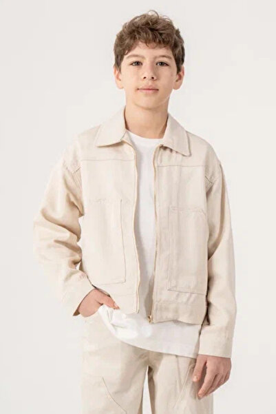 GİYİCEM TEKSTİL Boy's Oversize Zippered Seasonal Soft Jacket with Pockets 1100