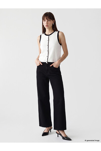 LC Waikiki Black high waist wideleg women's jean pants