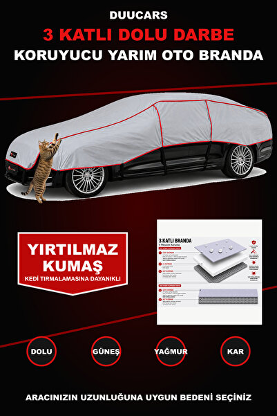 DUUCARS 3 Katlı 4,50×2,80 m Dolu Darbe Koruyucu Branda