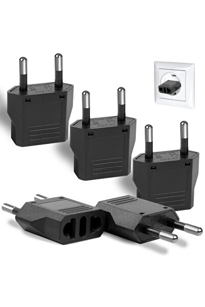 choice2 3 Pcs Black 4mm 1-3 Pack US to Europe Plug Adapter, Type C European T...