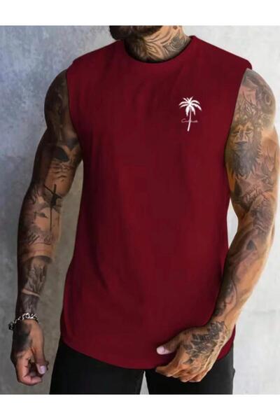 NIGRUM PARDUS Plus Size Minimal Palm Printed Cotton Relaxed Sleeveless Men's ...