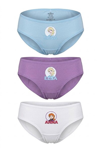 Disney Lisanslı Frozen Kız Çocuk Slip Külot 3'lü Paket Pamuklu Slip Çocuk İç ...
