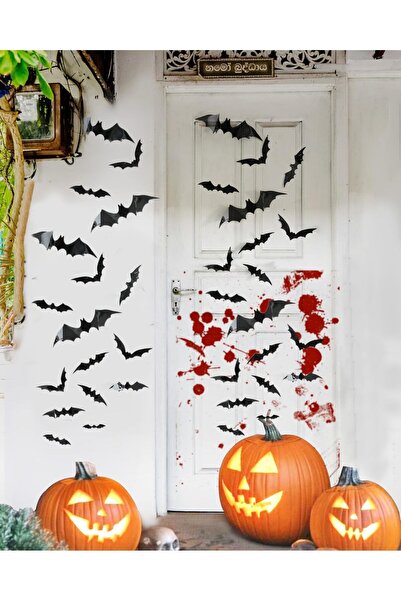 KOWVOWZ 120PCS Bats Halloween Decoration, 3D Bat Stickers Assorted Sizes Blac...