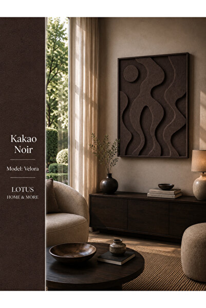 Lotus Home&More VELORA - El Yapı Ahşap Çerçeveli 3 Boyutlu Dokulu Doğal Taş v...