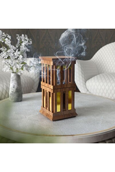 Generic Tall Wooden Acrylic Wind Tower Incense Burner