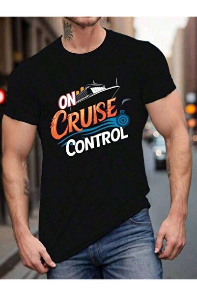 25W تي شيرت رجالي بمقاسات كبيرة بطبعة 'On Cruise Control' - تي شيرت كاجوال بأ...