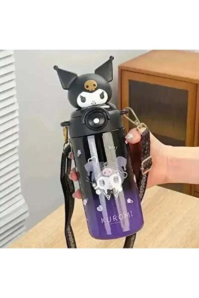 SANRIO Kuromi Stainless Steel Insulated Water Bottle with Straw, 600ml