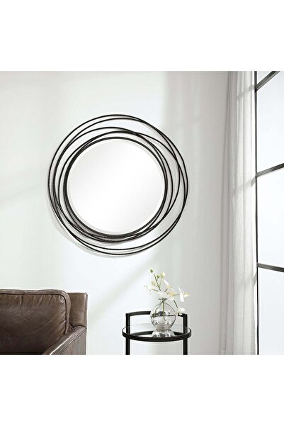 UTTERMOST Whirlwind Black Round Mirror