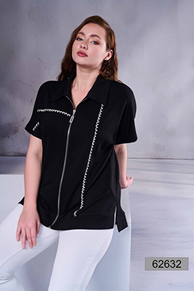 DE WHITES TAŞ DETAYLI FERMUARLI SWEAT CEKET 62632