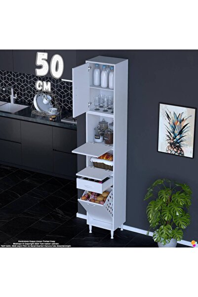 Eliusta Zümra 50 cm Beyaz Mutfak Dolabı Patates Soğan Saklama Dolabı Çok Amaç...