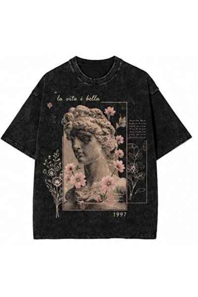 bellanova Vintage Washed Smoked Printed Oversize T-Shirt