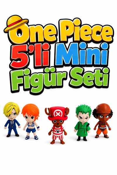 JOY 3D One Piece 5'li Mini Chibi Figür Seti Zoro Sanji Nami Chopper Usopp 7.5cm