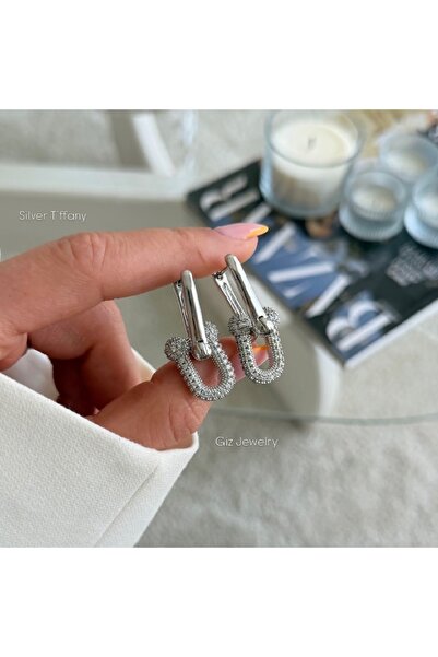 Giz Jewelry Tiff Tasarım Silver Taşlı Küpe