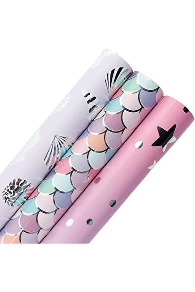 Tazweeq Mermaid Wrapping Paper Roll, 43 * 300cm Colorful Foil Girls Birthday ...