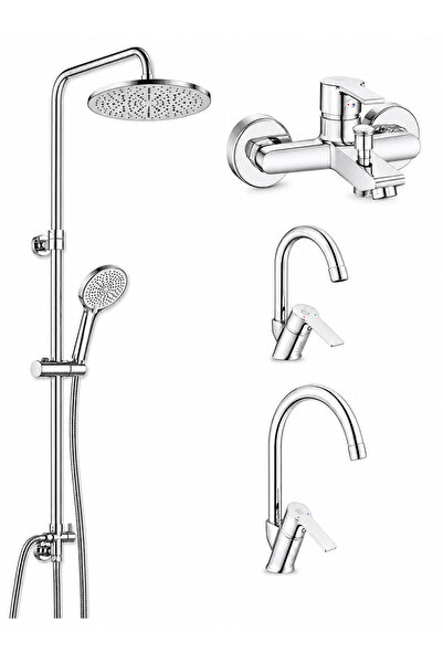 AR E.C.A Lite Bathroom + Swan Pipe Sink + Sink Faucet + Tuna Shower Column | ...