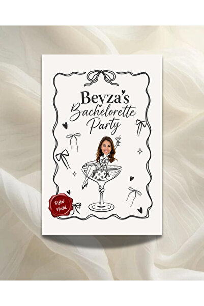 Dijital Nostal Kişiye Özel Fotoğraflı Bride I Bekarlığa Veda Kartı (10 adet)