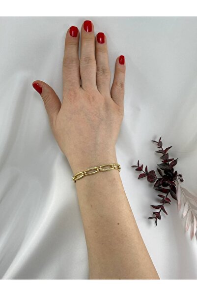 Piaro Collection Oval Form Stone Detailed Chain Bracelet