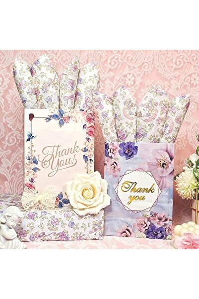 KASTWAVE 30 Sheets Floral Tissue Paper, Cute Cat and Purple Blossom Print, 20...