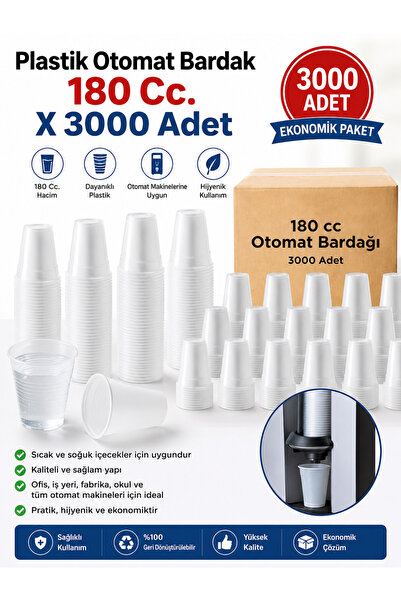 Yurtkurankimya PLASTİK PET OTOMAT BARDAĞI 3000 Lİ 1 KOLİ