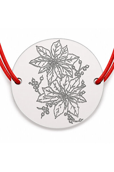 Simoshop Brățară argint 925 cu bănuț flori ornamentale, șnur reglabil — cadou...