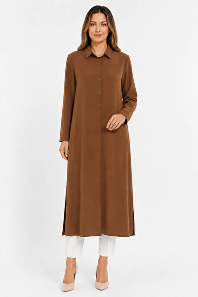 PERFECT Modal Kumaş Gömlek Yaka Düğmeli Uzun Giy-Çık TABA